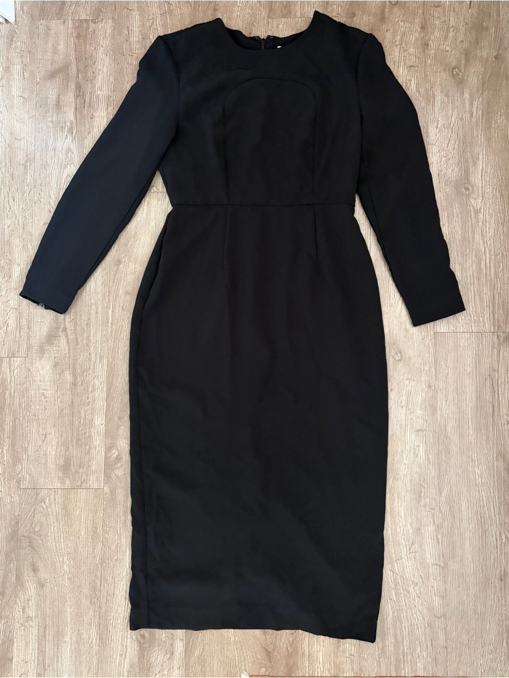 Sergio Hudson x Target Black Sheath Dress Sz S Long Sleeve Fitted Midi
